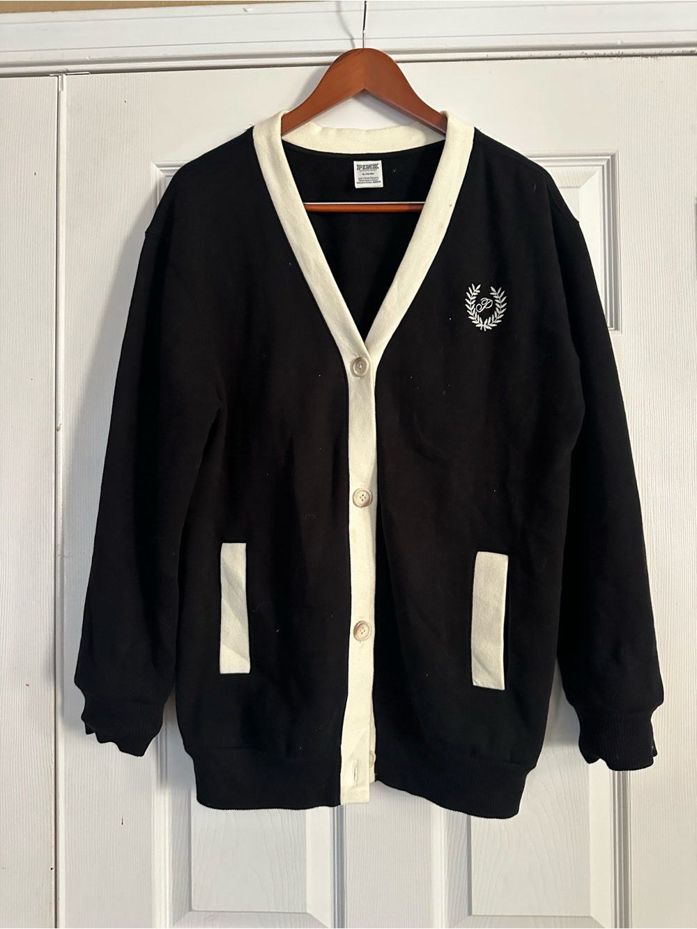 PINK Victoria's Secret Black Cardigan with White Trim